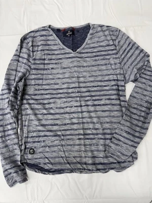 Buffalo David Bitton Shirt Mens 2XL Blue Gray V-Neck Long Sleeve Striped Heather - Image 1 of 4