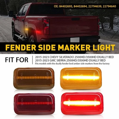 4Pcs LED Side Marker Light Lamp For 2015-23 GMC Sierra 2500HD 3500HD Dually Bed - Изображение 1 из 4