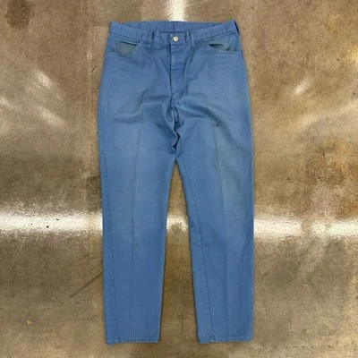 Vtg 60/70s Blue Cotton Denim Pants Talon 42 Zip 33 X 31 Faded Straight Leg - Image 1 of 4
