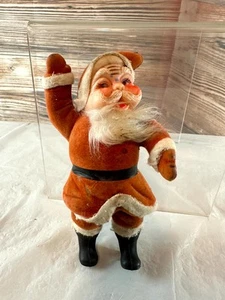 Vintage Christmas Santa Flocked Plastic Old Figure Description - Picture 1 of 11