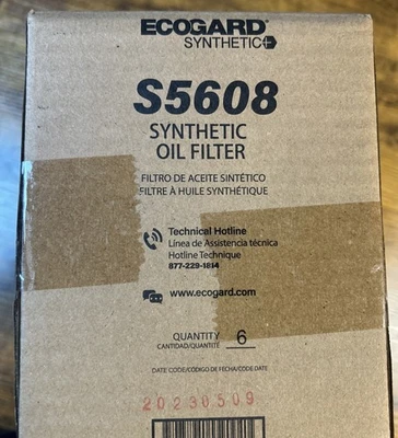 Ecogard Synthetic Oil Filter S5608, Box of 6 - NEW - Image 1 of 4