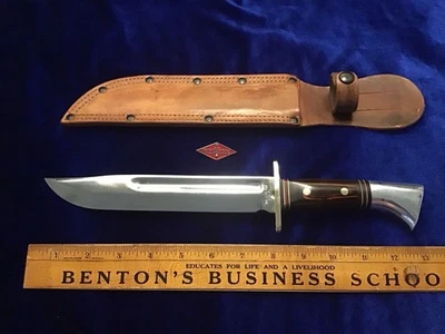 ВИНТАЖНЫЙ ВЕСТЕРН СТОЛОВЫЕ ПРИБОРЫ США W-46-8 ФИКСИРОВАННОЕ ЛЕЗВИЕ БОЕВОЙ НОЖ И НОЖНЫ! - Изображение 1 из 4