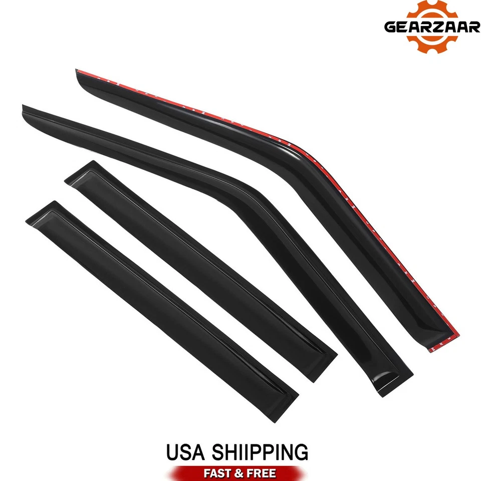 Wind Deflector For Nissan Frontier 05-20 4x Black Tape-on JDM 4Pcs - Image 1 of 4