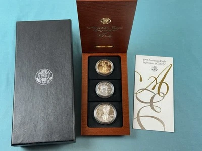 1997 US Mint American Eagle Impressions of Liberty 1 oz Proof Three-Coin Set - Image 1 of 4