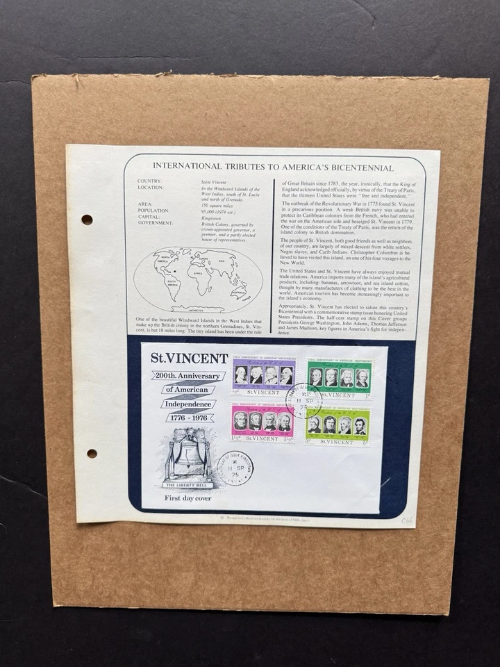 American Bicentennial Event FDC (C66) +St Vincent +Liberty Bell Cachet - Image 1 of 1