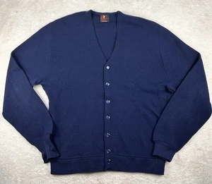 Vtg Arnold Palmer Robert Bruce Cardigan Men’s Sz 2XLT Blue 60’s Union Made USA - Picture 1 of 8