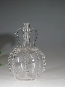 Rare Victorian Hand Blown Threaded 2-Handled Decanter with Rigaree c.1885 - Picture 1 of 5