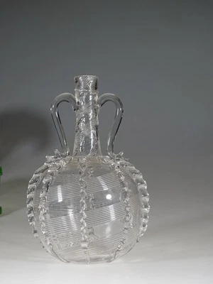 Rare Victorian Hand Blown Threaded 2-Handled Decanter with Rigaree c.1885 - Image 1 of 4