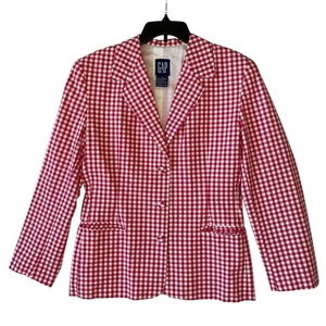 Gap VTG Gingham Blazer 10 Red White Checkered Coquette Preppy Retro Vintage 90's - Picture 1 of 7