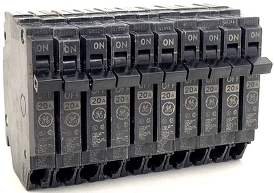 Lot of 10- THQP120 GE 20 Amp 240 Volt 1P Thin Circuit Breaker -Next Day Option - Image 1 of 4