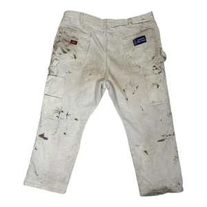 Vintage Dickies Carpenter Pants Size 40x30 White Painter Sherwin Williams Stain - Picture 1 of 13