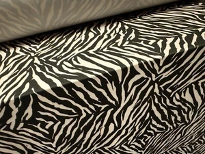 ITY Stretch Spandex Jersey Fabric, Per Metre - Zebra Print - Black & Cream - Picture 1 of 3