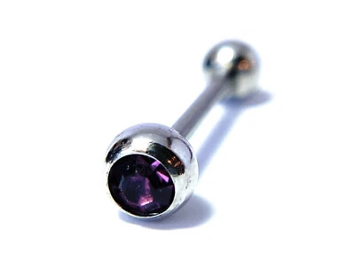 Anillo Tounge Lengua Barra Acero Quirúrgico 316L Gema Ajuste a Presión 14g 5/8" (16 mm) 1 pieza Foto 1 de 3