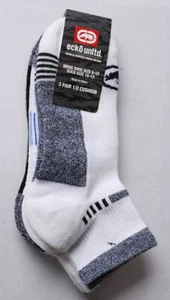 Ecko Unltd Men's 3 Pair Athletic Half Cushion Socks DH3 White 10-13 NWT - Picture 1 of 4