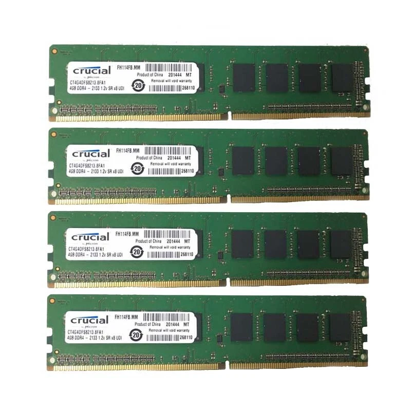 For Crucial 4x 4GB 1RX8 DDR4 2133P PC4-17000mhz 288pin 1.2V Desktop Memeoy DIMM! - Image 1 of 1