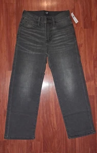 GAP Denim Boys Dark Gray Black Sretch Relaxed Straight Jeans Pants Sz 7 NWT - Picture 1 of 2