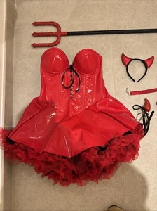 devil costume women Red Latex Corset - Picture 1 of 5
