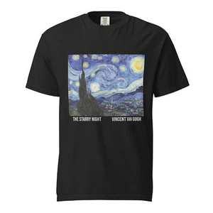 The Starry Night Van Gogh Unisex garment-dyed heavyweight t-shirt - Picture 1 of 13