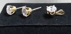 14k Yellow Gold Diamonique 1ct Cubic Zirconia Pendant & 1ct ea Earrings Set 2.3g