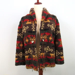 Ralph Lauren Hand Knit Sweater Cardigan Brown Southwestern Aztec Concho READ - Bild 1 von 14