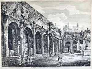 1824 Luigi Rossini, Villa Mecenate, Tivoli, Rome, 52x64 cm, copper engraving - Picture 1 of 6