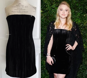 NEW CHANEL 16A PARIS ROME RUNWAY BLACK VELVET STRAPLESS CORSET MINI DRESS 40 38 - Picture 1 of 17