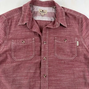 Woolrich Chambray Heritage Shirt Men LARGE Red Cotton Short Sleeve Work Utility - Picture 1 of 12
