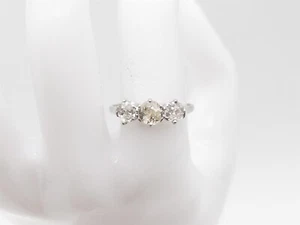 Anello antico anni 20 3 pietre $7000 2 ct vecchio taglio miniera diamante naturale oro bianco 18 kt - Foto 1 di 7