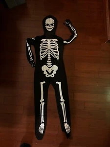 Skeleton Youth Costume One piece Bodysuit Hood Kids children’s size XL 14-16 - Picture 1 of 5