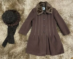 NEW VAL&MAX Made in Italy Designer Brown Wool Dress Coat & Hat Size 4Y - Picture 1 of 4