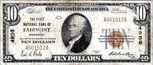 1929 $10 National Banknote Fairmont Minnesota CH# 4936 - Picture 1 of 3