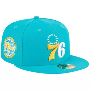 New Era 59FIFTY Philadelphia 76ers 3X Champions Herren Türkis Fitted Mütze 7 1/4 - Bild 1 von 4