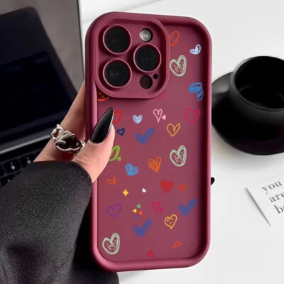 Heart For iPhone 16 Pro Max Plus 15 14 13 12 11 XS XR 8 7 Shockproof Case Cover - Image 1 of 4
