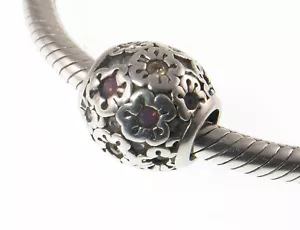 VGC Chamilia 925 silver & crystal PURPLE HAPPY PETALS charm bead flowers - Picture 1 of 8