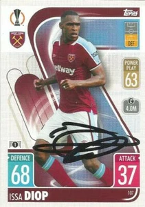 ISSA DIOP SIGNED WEST HAM 2021/2022 EUROPA LEAGUE MATCH ATTAX CARD+COA - Picture 1 of 1