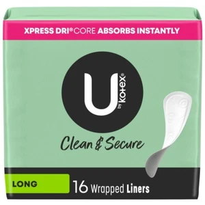 U By Kotex Dry Unscented Wrapped Pantiliners Long Absorbent Liners 16 Ct 3 Pack - Picture 1 of 1