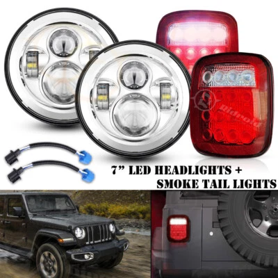 Para Jeep Wrangler YJ TJ CJ5 CJ7 7" LED Faros Alto/Bajo + Luces Traseras LED Combo Foto 1 de 4