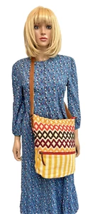 FAT FACE Multicoloured Woven Crossbody Satchel Bag -Adjustable Leather Strap - Picture 1 of 7