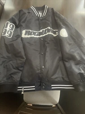 Винтажный Rocawear джинсы куртка 90-х черный атласный кнопка пальто 3XL Jay-Z 1999 - Изображение 1 из 4