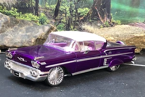SAICO 1:24 Diecast Model Metallic Purple 1958 CHEVROLET IMPALA HARDTOP XTREME - Picture 1 of 24