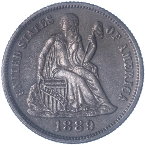 1889 (P) Seated Liberty Dime 90% Silver Uncirculated  See Pics O109 Cover