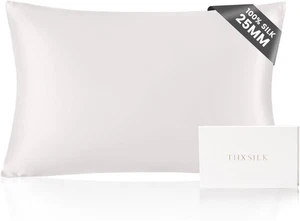 Funda de almohada THXSILK 100 % pura seda morera para cabello estándar (20x26), blanca - Imagen 1 de 9