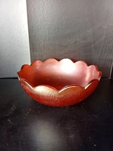 Vintage Carnival Glass Bowl Iridescent Orange w/Scalloped Edge 7x3" - Picture 1 of 5