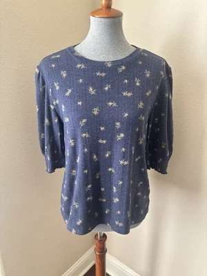 Lucky Brand 女式大码蓝色花卉印花短袖衬衫 — 第 1/4 张图片