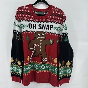 Ugly Christmas Sweater Oh Snap Gingerbread Man Candy Cane Crutch Mens Womens XXL - Picture 1 of 6