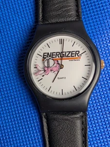 Vintage Energizer Bunny schwarzes Lederband Uhr funktioniert neue Batterie 8,5"  - Bild 1 von 10