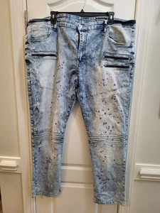 Men's Southpole Purple Acid Wash Light Denim Jeans With Zipper Pockets - Size 48 - Picture 1 of 9