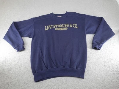 Sudadera vintage Levi Strauss para hombre azul medio cuello redondo pulóver años 90 logotipo de EE. UU. Foto 1 de 4