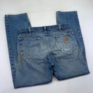 Carhartt Jeans Mens 36x34 Blue Denim Pants Workwear Distressed Grunge - Picture 1 of 18