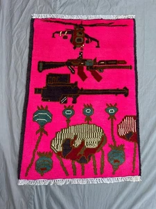 1'11x2'9 Afghan Handmade War Rug Wool Hand Knotted Pictorial Tribal Office Rug - Picture 1 of 9